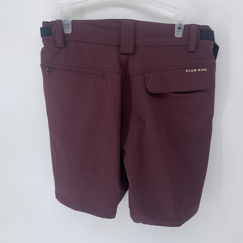 Club Ride Mountain Bike Shorts Mens Maroon Blue Cycling Adjustable Waist SMALL - Picture 7 of 12